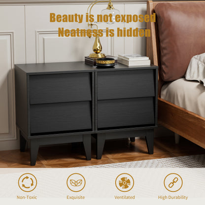 2 Set Nightstands Features Vintage-style and Bevel Design, Made of MDF, Mid Century Modern Nightstand, Night Stand for Bedroom