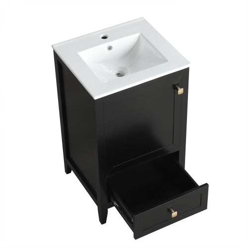 20" Bathroom Vanity with Sink, Bathroom Cabinet with Soft Closing Door, Storage Rack and A Drawer, Black