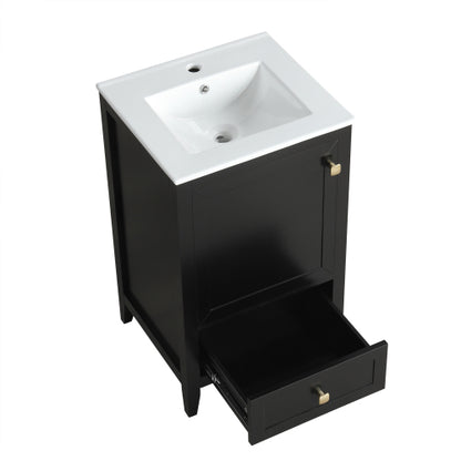 20" Bathroom Vanity with Sink, Bathroom Cabinet with Soft Closing Door, Storage Rack and A Drawer, Black