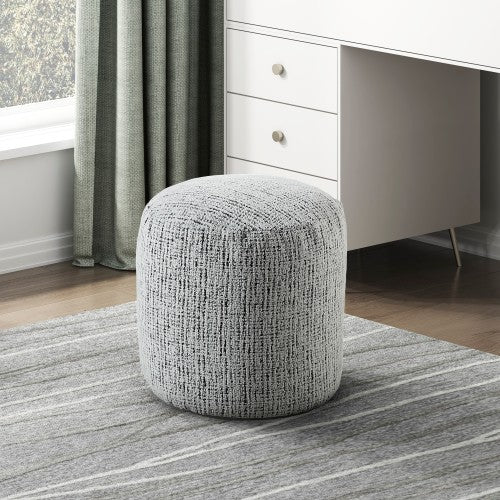 16 inch Dia x17 inchH Cylindrical Chenille Pouf Ottoman, Non-Slip Floor Seat, Polystyrene Bead Filling, 300 LBS