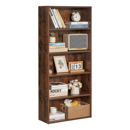 53 Inch Brown Narrow 5-Tier Adjustable Shelf Corner Bookshelf