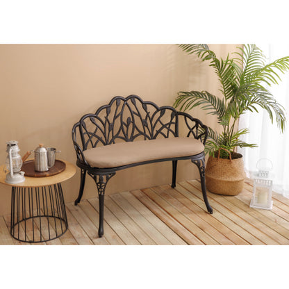 Tulip Patio Garden Bench Metal Park Bench Cast Aluminum Outdoor Furniture with Floral Rose for Patio,Park,Lawn,Yard
Black withe cushion