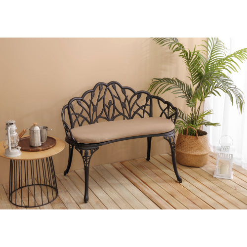 Tulip Patio Garden Bench Metal Park Bench Cast Aluminum Outdoor Furniture with Floral Rose for Patio,Park,Lawn,Yard
Black withe cushion