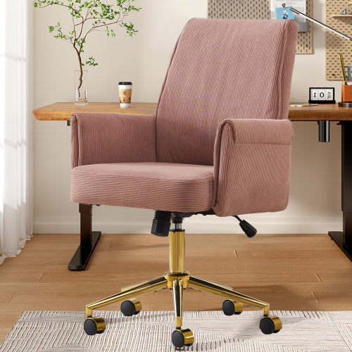 Mid-back liftable office chair, striped fabric, and ergonomically designed, is an excellent choice for working, studying or relaxing. The mid-back design provides a better sitting experience.Pink