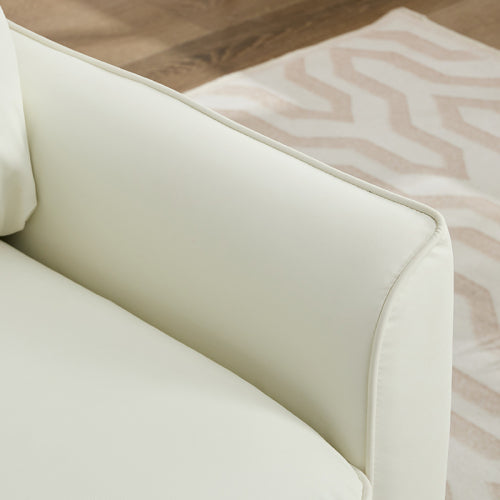 2-PCS Cream-White Cat-Paw Faux-Leather Nordic Retro Light-Luxury Single Sofa Chair