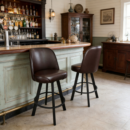 2 PACK Commercial Uphostered Swivel Bucket Seat Bar Stool with Metal Frame Restaurant and Cafe Bar Seating--assembly required