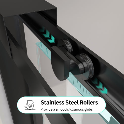 44-48*72 INCH Frame Double Sliding soft-close Shower Doors, Bathroom Sliding Shower Door, (6mm) Thick SGCC Tempered Glass Door For Bathroom Door ,Matte Black