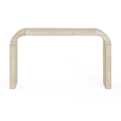 52 inch Wood Console Table with Curved Edge, Natural Texture, Perfect for Entryways and Living Rooms