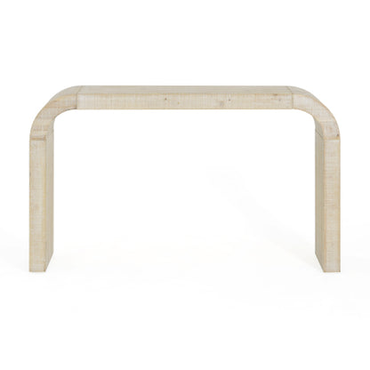 52 inch Wood Console Table with Curved Edge, Natural Texture, Perfect for Entryways and Living Rooms