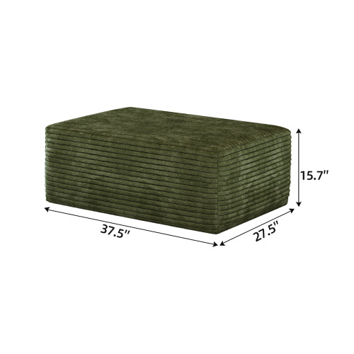Green Plush Corduroy Modular Sofa Ottoman, No Assembly Cloud Couch with Spring & Sponge Support, Freely Movable Units