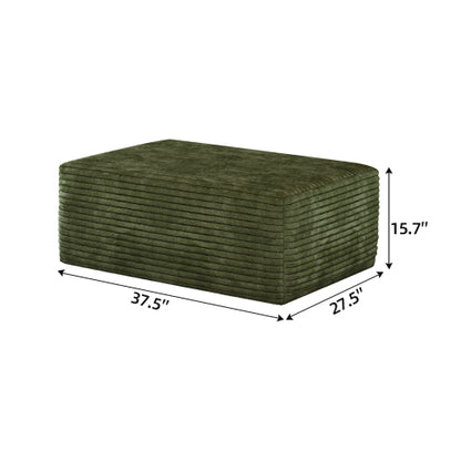 Green Plush Corduroy Modular Sofa Ottoman, No Assembly Cloud Couch with Spring & Sponge Support, Freely Movable Units