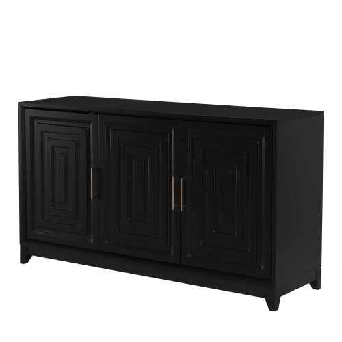 Modern TV Stand for 65 Inch TV with Storage Cabinets and Solid Wood Legs