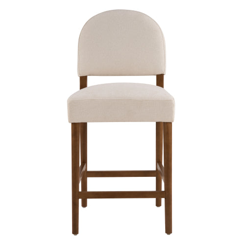 26inch  Seat Height Fabric & Rubberwood Bar Stool, Beige Upholstery with Adjustable Floor Leveler, Spacious Seat for Kitchen Island(Beige,set of 2)