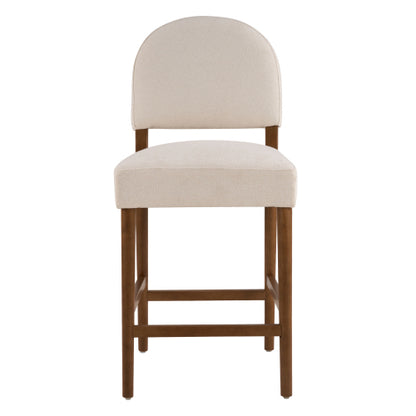 26inch  Seat Height Fabric & Rubberwood Bar Stool, Beige Upholstery with Adjustable Floor Leveler, Spacious Seat for Kitchen Island(Beige,set of 2)