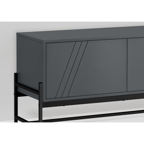 Grey 60 inch TV Stand with Storage Cabinet and Open Shelf