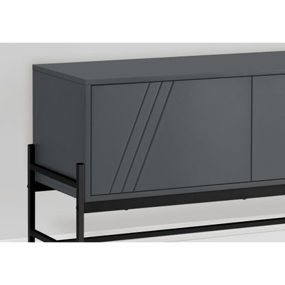 Grey 60 inch TV Stand with Storage Cabinet and Open Shelf