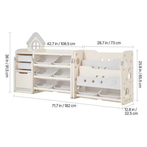 Kids Toy Storage Organizer with Bookshelf and 10 Storage Bins
