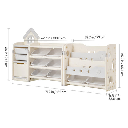 Kids Toy Storage Organizer with Bookshelf and 10 Storage Bins