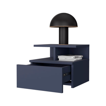 Alby Blue 1-Drawer 3-Shelf Nightstand, 11.6inchH, Manufactured Wood