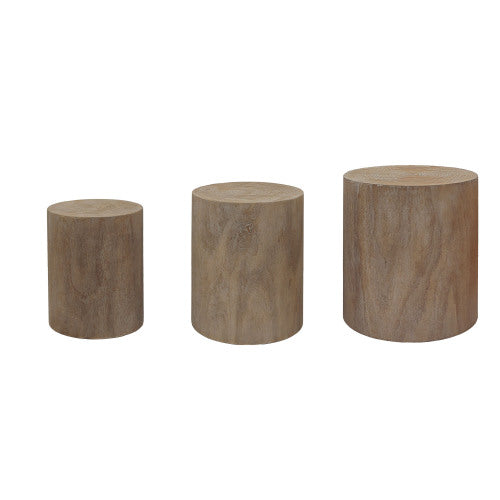 3-Piece Rustic Stump-Style Nesting Tables