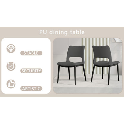 Modern Grey PU Leather Dining Chairs Set of 2 with Metal Legs for Kitchen, Restaurant and Office