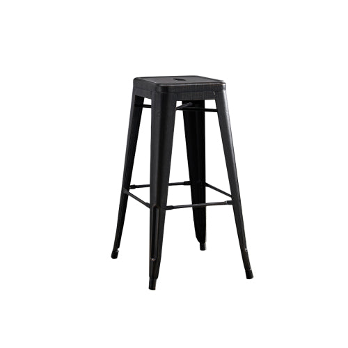 Backless Modern Light Weight Industrial Contemporary Rustic Vintage Costal Metal Bar Stools Without Back and 4 Leg Design (Set of 2) (30inch Seat, Distressed Black)