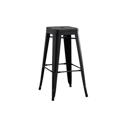 Backless Modern Light Weight Industrial Contemporary Rustic Vintage Costal Metal Bar Stools Without Back and 4 Leg Design (Set of 2) (30inch Seat, Distressed Black)