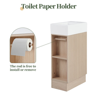 18.6" Bathroom Vanity with Sink, Bathroom Vanity Cabinet with Two-tier Shelf, Left or Right Orientation, Natural (Old Sku:WF308491AAN)