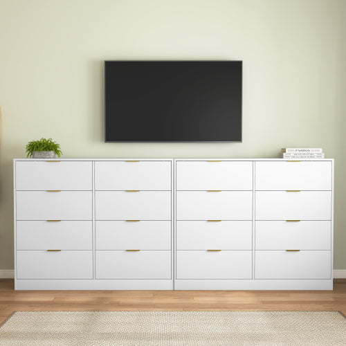 8 Drawers Dresser for Bedroom, Wood Bedroom Dresser Modern Drawer Chest, 8 Chest of Drawer, Tall Dresser for Closet, Dressers Organizer for Living Room, Closet, Hallway White