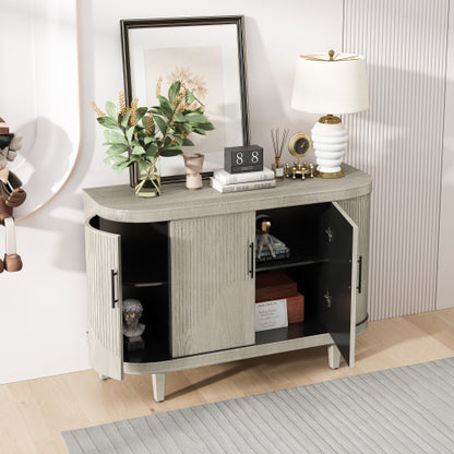 Champagne Modern Curved Four-Door Sideboard Solid Wood Leg Adjustable Shelf High Load-Bearing Home Console Cabinet