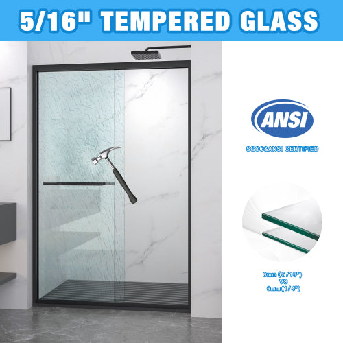 44-48"x72" Aluminum Frame Double Sliding Shower Door,Bypass Bathroom Sliding Door with Premium 5/16" (8mm)