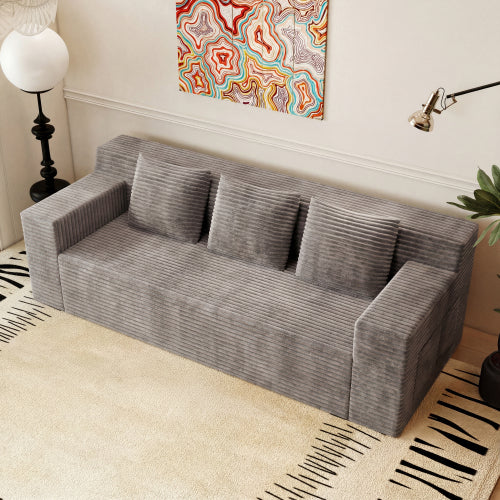 71 inch  Corduroy L-Shaped Modular 3-Seater Sofa, No Assembly Required