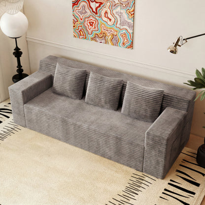 71 inch  Corduroy L-Shaped Modular 3-Seater Sofa, No Assembly Required