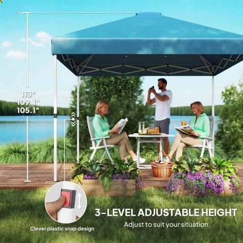 10x 10 ft party tent Pop Up Canopy Tent with 2 Half Sidewalls with Wheeled Carry Bag, Blue