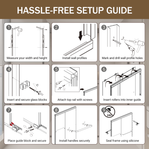 56-60 in. W x 72 in. H Double Sliding Shower Door, Semi-frameless Bypass Bathroom Sliding Door with 1/4" (6mm) Tempered Glass for Walk-in Shower, Chrome 24D03-60CX