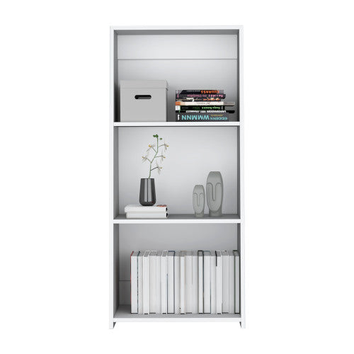 47inch  3-Shelf Bookcase, White Engineered Wood Storage Shelf