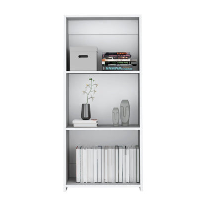 47inch  3-Shelf Bookcase, White Engineered Wood Storage Shelf