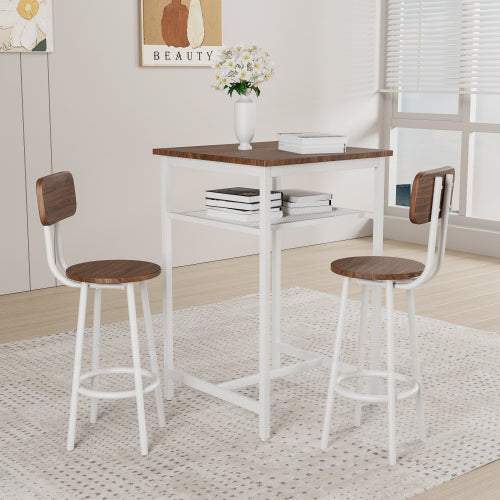 Bar table, equipped with 2 bar stools , with backrest and partition