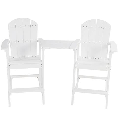 Lounge chair White color, suitable for all seasons: Outdoor lounge chair, made of sturdy HIPS material, equipped with 304 stainless steel accessories.
