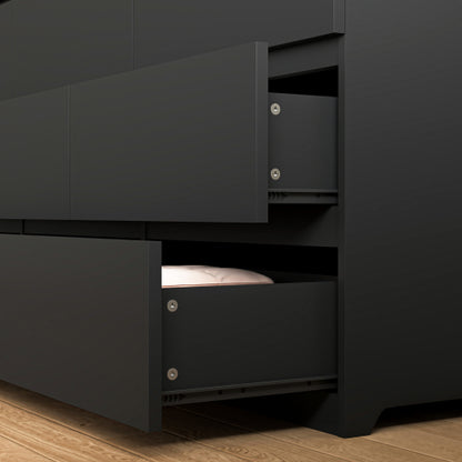 9 Drawer Dresser with No Handle Design, Modern Black Matte Wood Dresser for Bedroom, Storage Chest of Drawers for Living Room, Hallway, Entryway