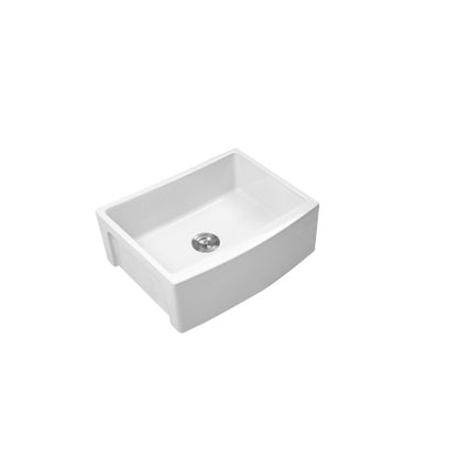 White Farmhouse Sink - 24 x 19 x 10 inch White Kitchen Sink Ceramic Arch Edge Apron Front Single Bowl Farm Kitchen Sinks