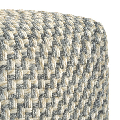 Square Pouf Ottoman Handwoven Accent Footstool with Soft Polyester Cover