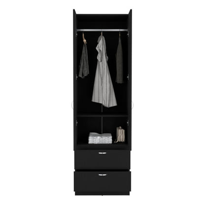 76" High Armoire Wardrove Closet with 2 Drawers, Double Door Cabinet , One Shelf and Hanging Rod, Bedroom Clothes Storage Cabinet Organizer