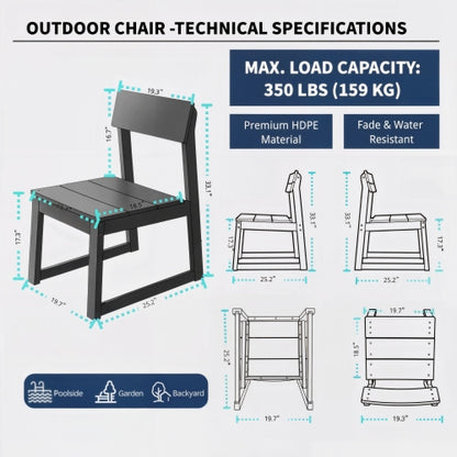 2-Pack Grey HDPE outdoor & garden backres Modernist Designt chairs
