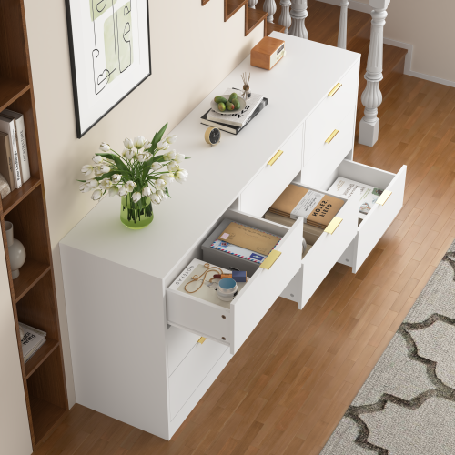 White 9 Drawer Dresser, 63" Large Deep Chest of Drawers, Wooden Dresser Storage Cabinet with 9 Drawers for Bedroom, Long Dressers for Living Room, Hallway