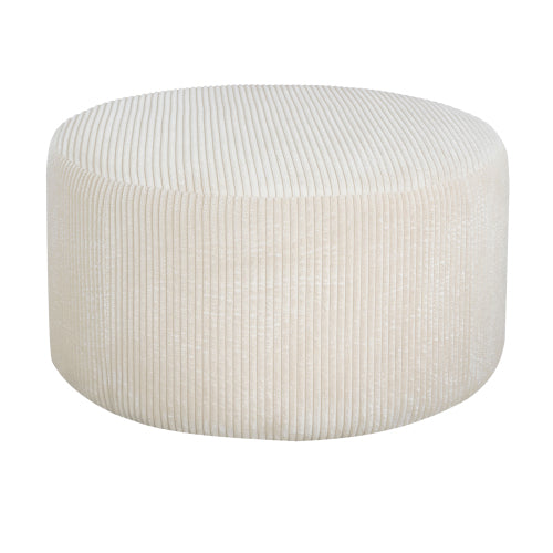 30.5 inch Beige Corduroy Round Modular Ottoman, Wood Frame Spring Coil Padded Multifunctional Footrest