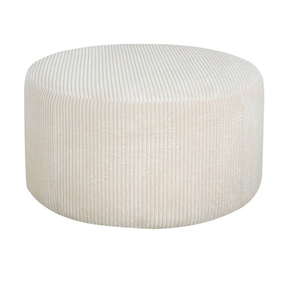 30.5 inch Beige Corduroy Round Modular Ottoman, Wood Frame Spring Coil Padded Multifunctional Footrest
