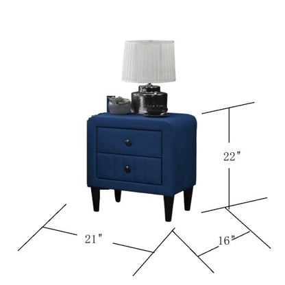 Navy Blue Velvet 2-Drawer Nightstand, 21inch¡Á16inch¡Á22inchH