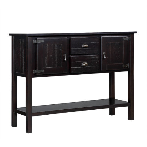48 Inch Solid Wood Sideboard Buffet Cabinet with Drawers & Shelves Espresso