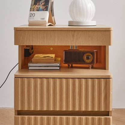 Oak 2-Drawer Nightstand with Gun Drawer & Charging Station